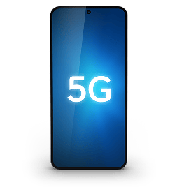Smartphone displaying a glowing 5G symbol on its screen